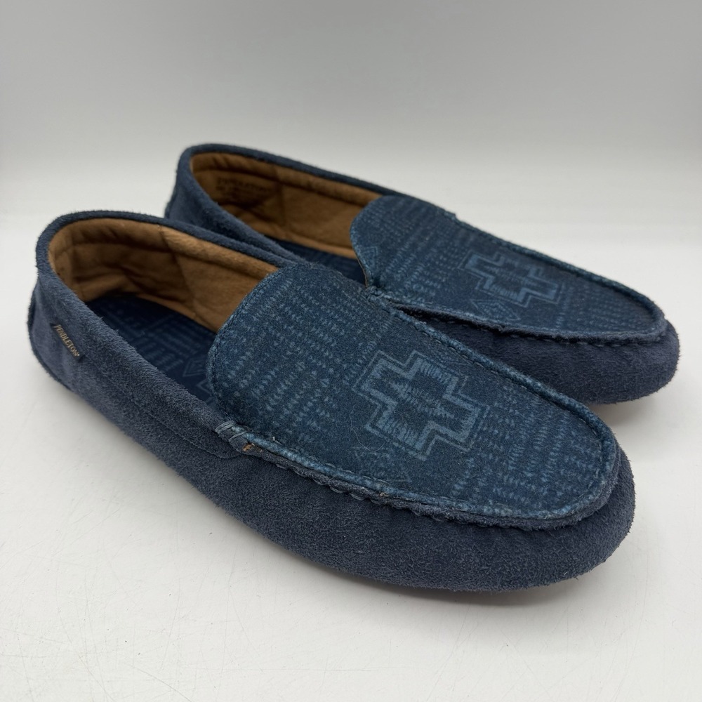 Pendleton Harding Slippers Mens Sz 8 M Blue Aztec Print‎ Slip On House Shoes